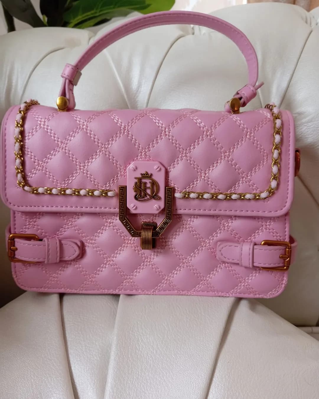 The Buckle Bag in Pink, front view